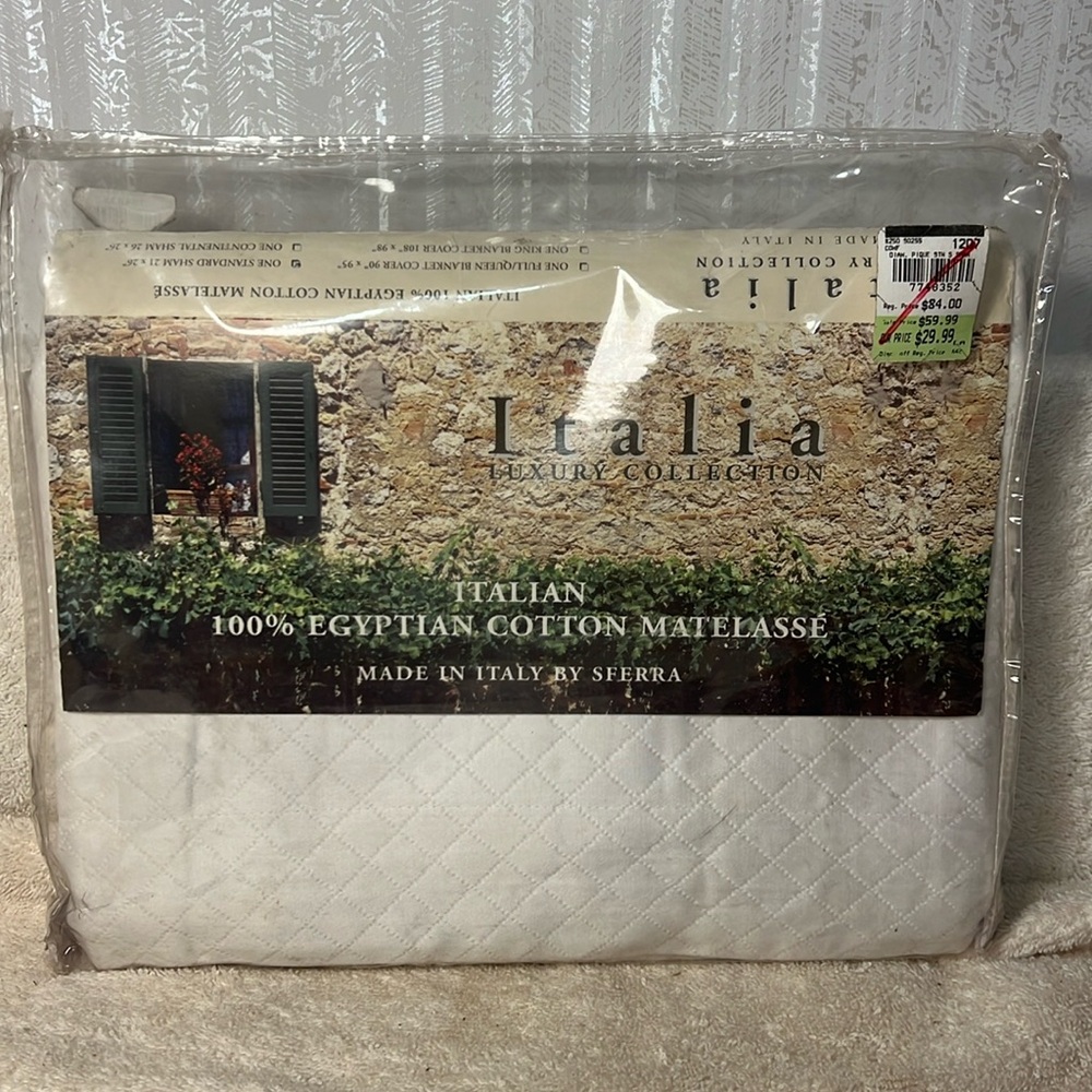 Italia Luxury Collection Sferra Standard Sham Diamond Pique White 21 x 26